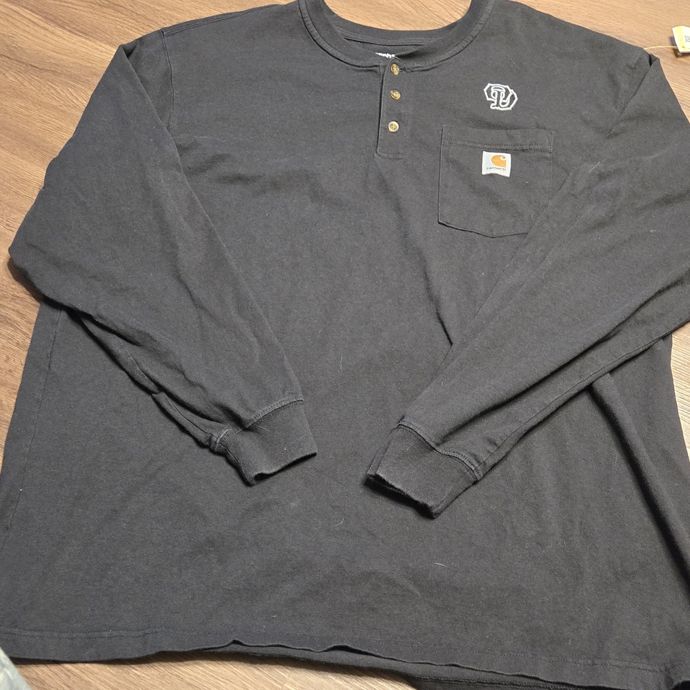 Carhartt Charcoal Long Sleeve Henley Shirt